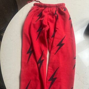 Aviator nation women’s sweatpants red lightening bolt xs